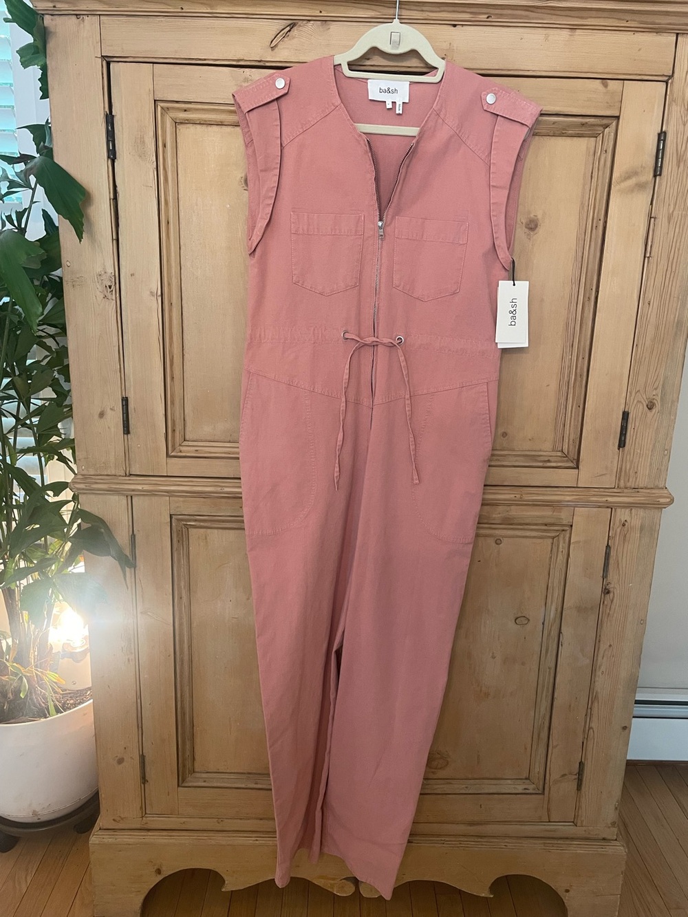 ba&sh Dusty Rose Sleeveless Utility Jumpsuit. Brand new